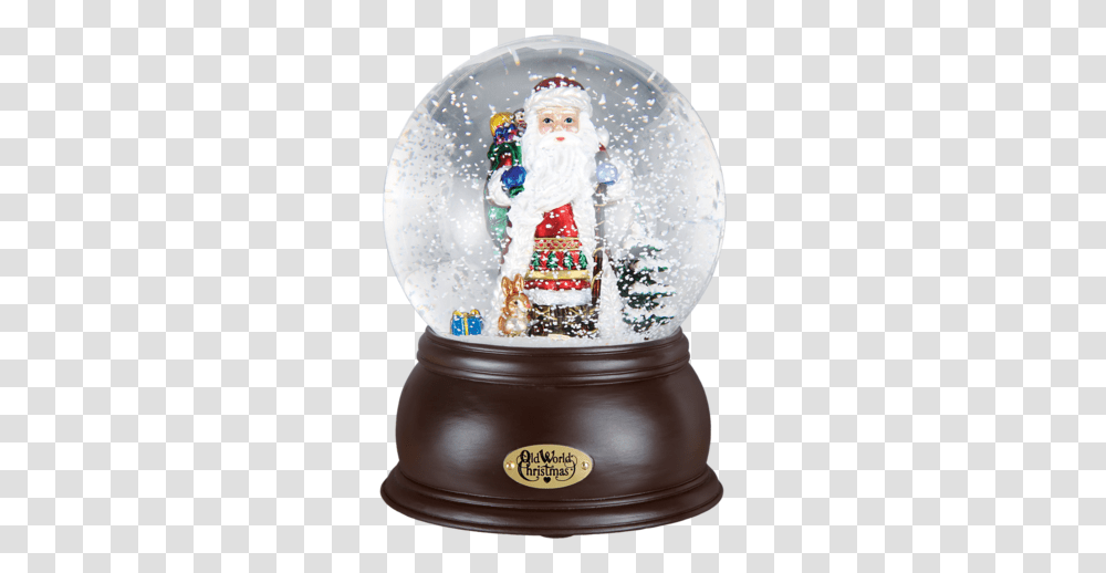 Download Hd Old World Christmas Fanciful Santa Snow Globe Snow Globe, Wedding Cake, Dessert, Food, Birthday Cake Transparent Png