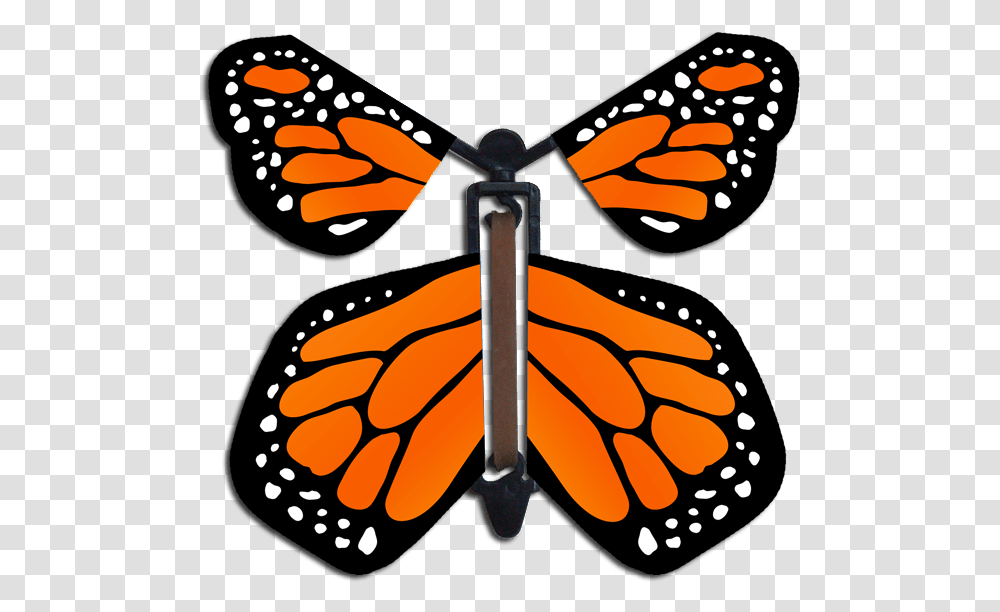 Download Hd Orange Monarch Wind Up Flying Butterfly Flying Flying Led Butterfly, Plant, Vegetable, Food, Root Transparent Png