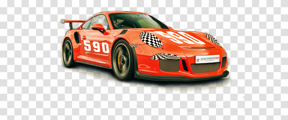 Download Hd Orange Racing Car Graphic Orange Race Car, Vehicle, Transportation, Automobile, Sports Car Transparent Png