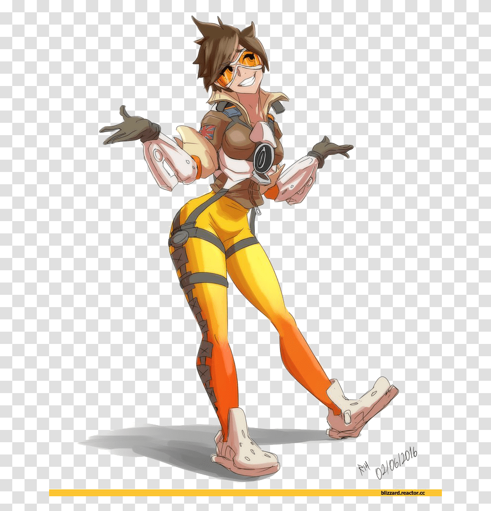 Download Hd Overwatch Tracer Fire Art Overwatch Tracer Anime, Figurine, Person, Human, Book Transparent Png