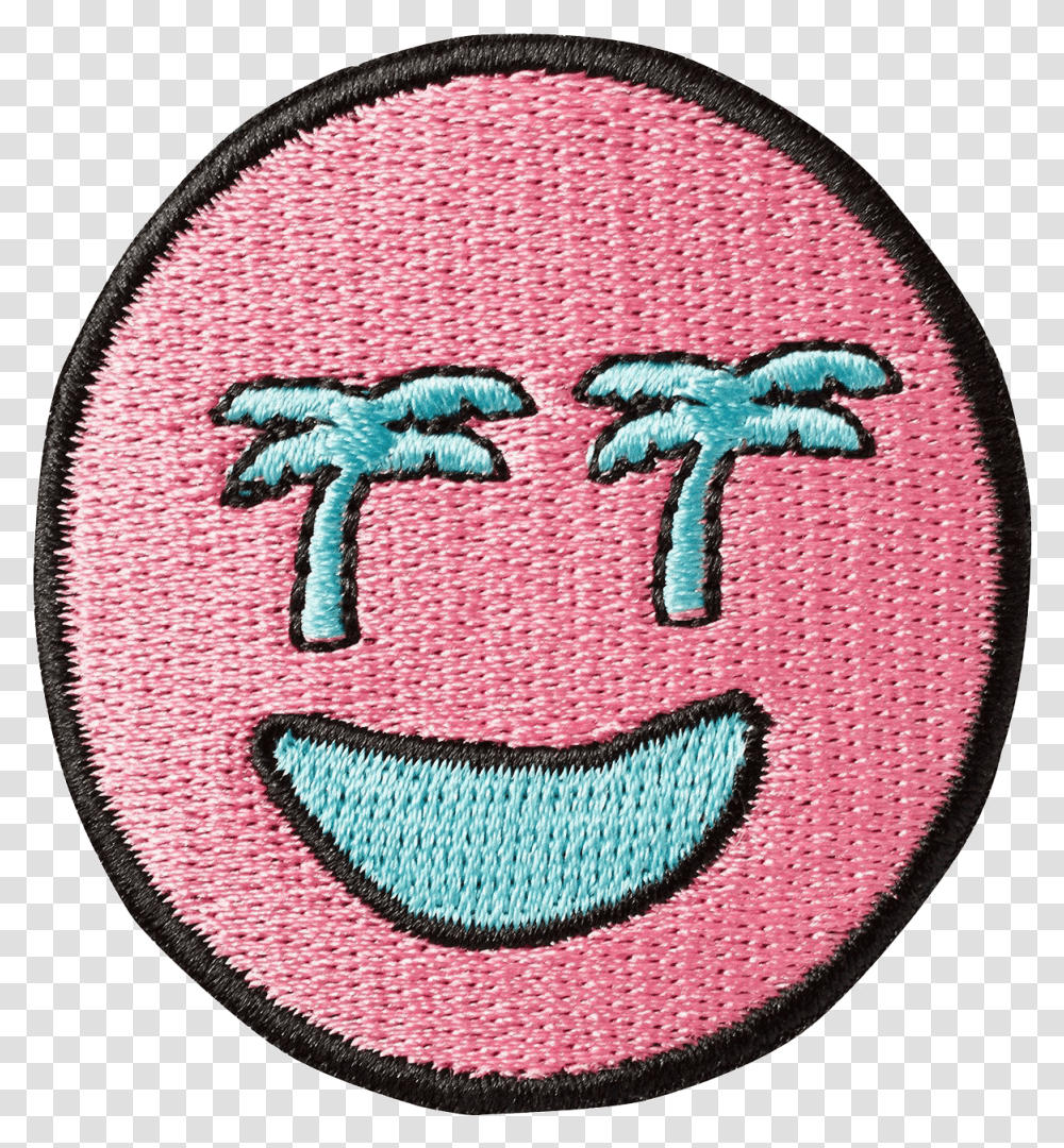 Download Hd Palm Tree Eye Emoji Sticker Patch Emblem Palm Tree Patch, Rug, Embroidery, Pattern, Logo Transparent Png