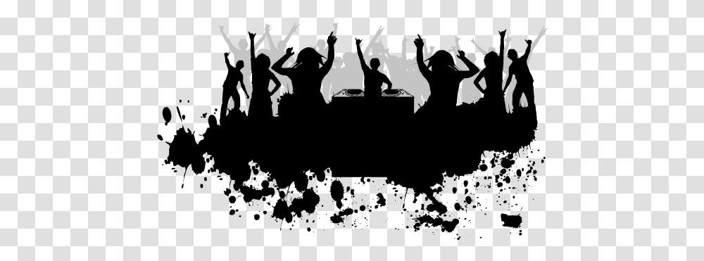 Download Hd Party People Dj Party People Silhouette Dj Party, Person, Crowd, Musician, Musical Instrument Transparent Png