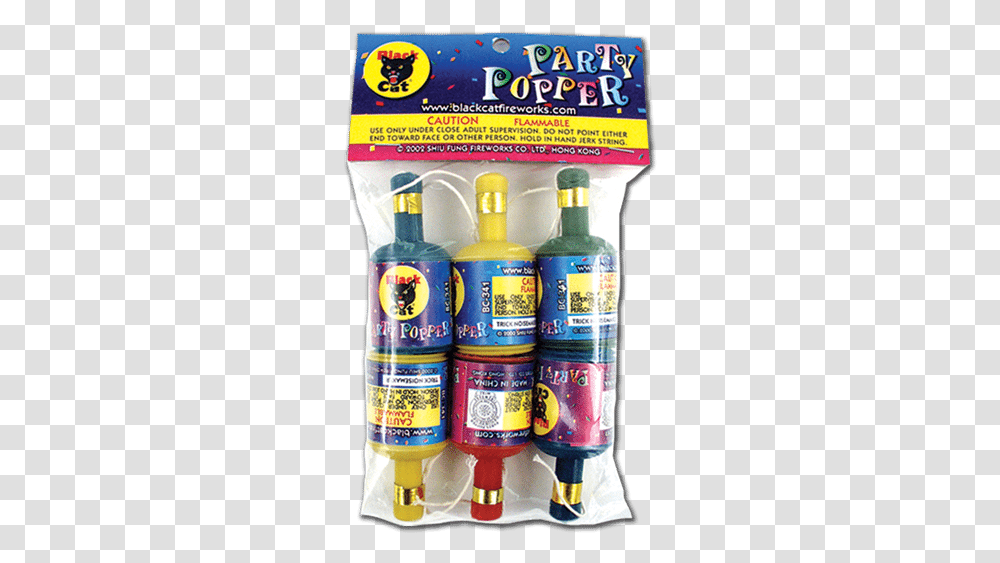 Download Hd Party Popper Bc Party Popper Black Cat Fireworks, Paint Container, Bottle, Plastic Transparent Png
