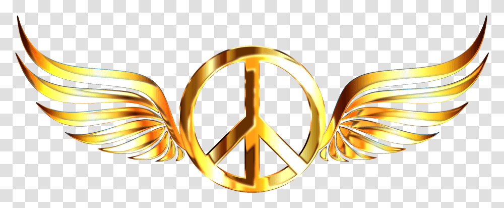 Download Hd Peace Sign Clipart Background Golden Wings Background, Symbol, Logo, Trademark, Banana Transparent Png