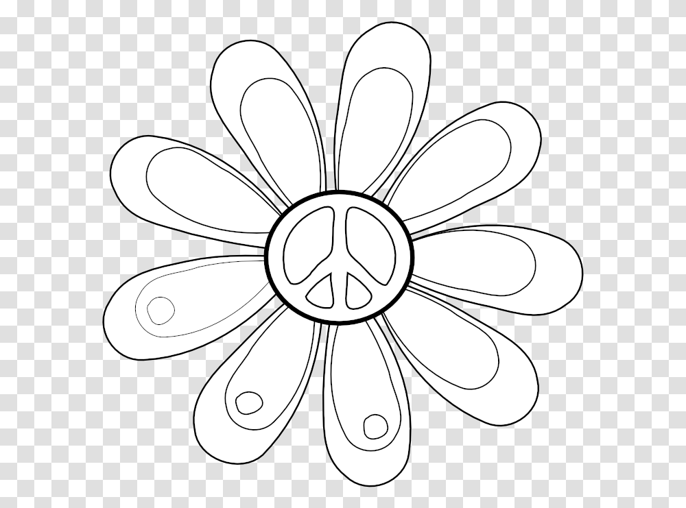 Download Hd Peace Symbol Sign Flower 82 Black White Daisy Vinyl Decal, Cushion, Pattern, Lamp, Plant Transparent Png