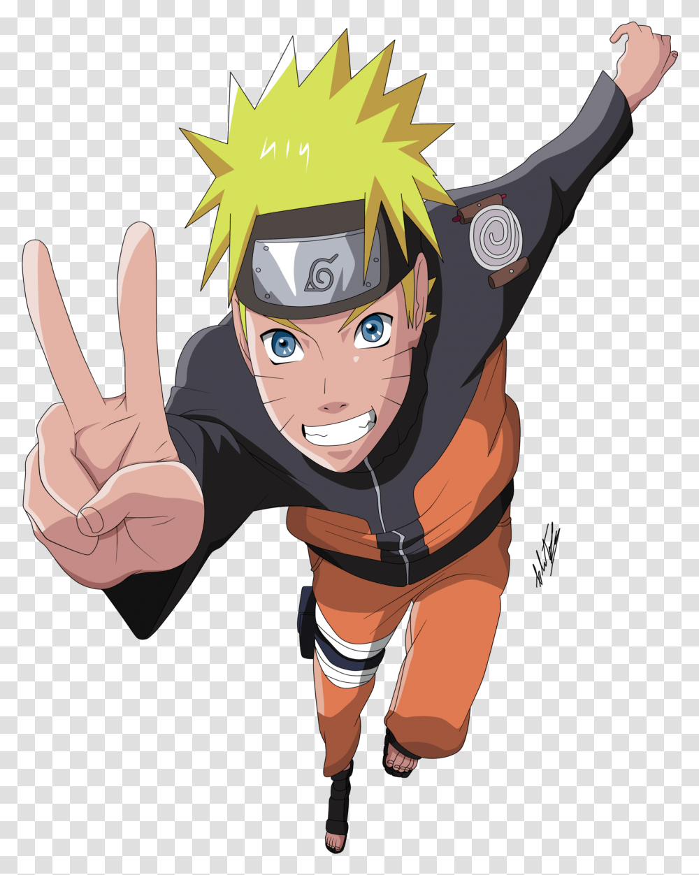 Download Hd Personagens Animes Naruto Peace Sign, Clothing, Hand, Comics, Book Transparent Png