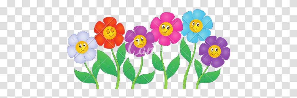 Download Hd Picture Freeuse Stock Garden Group Cartoon Cartoon Image Of Garden With Flowers, Plant, Blossom, Dahlia, Petal Transparent Png