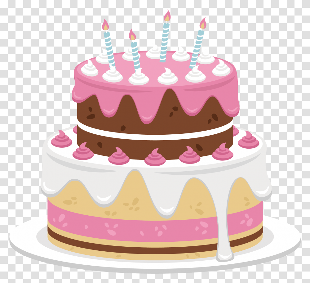 Download Hd Pink Birthday Cake Cute Birthday Cake, Dessert, Food, Wedding Cake, Icing Transparent Png