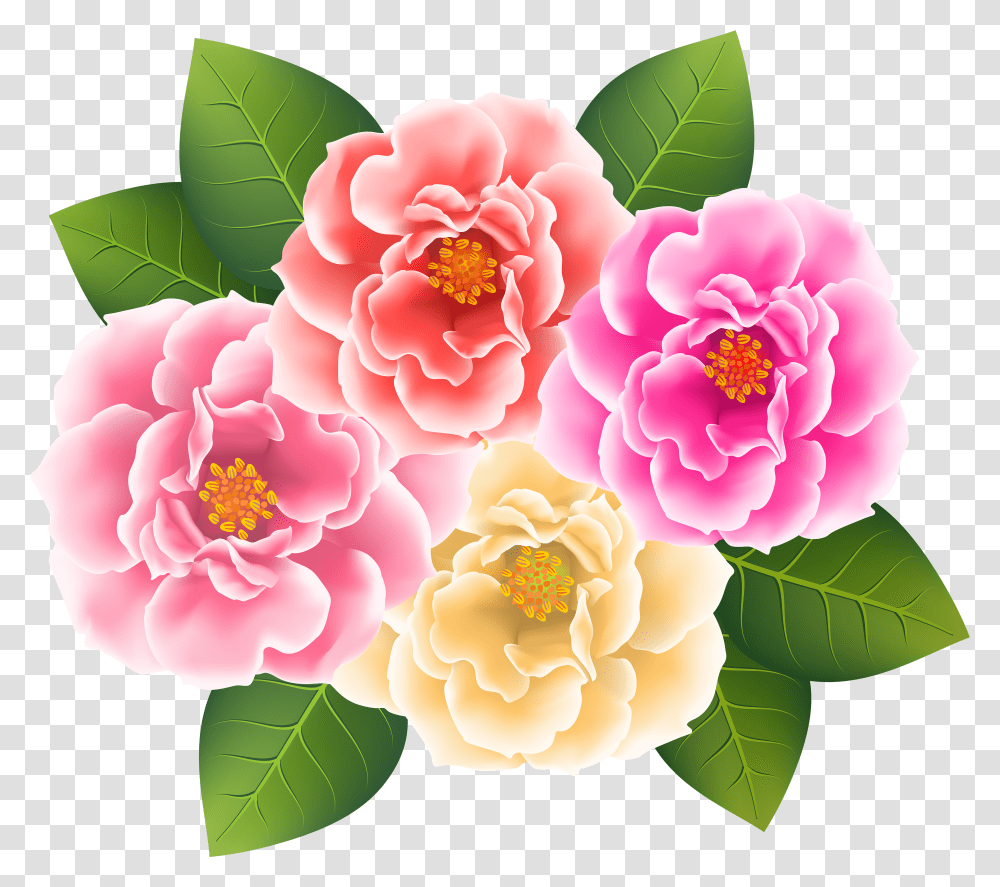 Download Hd Pink Rose Clipart Japanese Clip Art Camellia Background Transparent Png