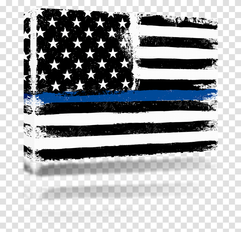 Download Hd Police Flag Blue Line Grunge Us Flag Grunge Distressed Thin Blue Line Flag, Symbol, American Flag, Rug Transparent Png