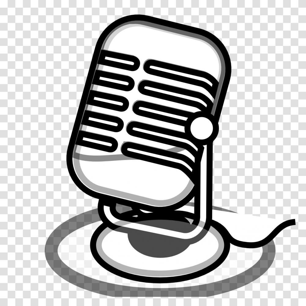 Download Hd Radio Mic Clip Art Microphone Images Black And White, Chair, Furniture, Electrical Device, Lawn Mower Transparent Png