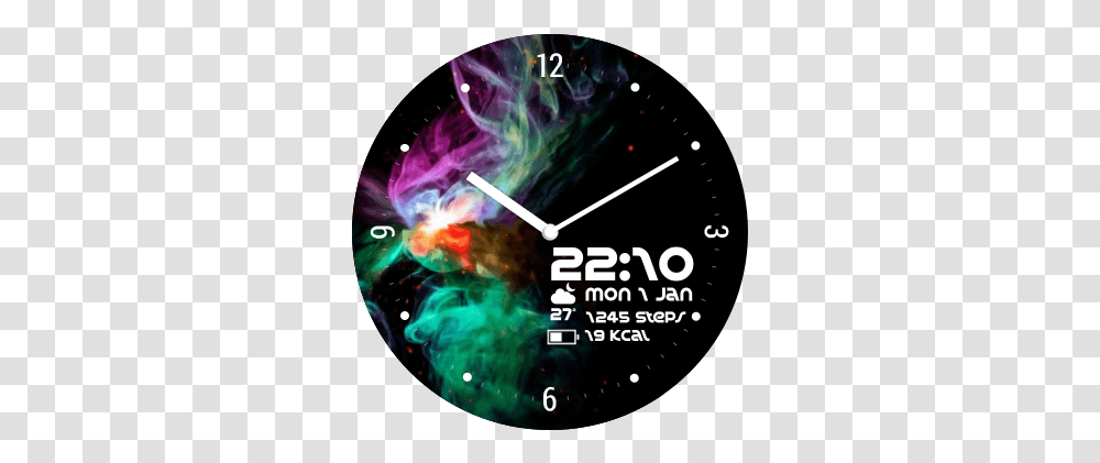 Download Hd Rainbow Smoke Watch Face Preview Amoled Aurora, Analog Clock, Light, Graphics, Art Transparent Png