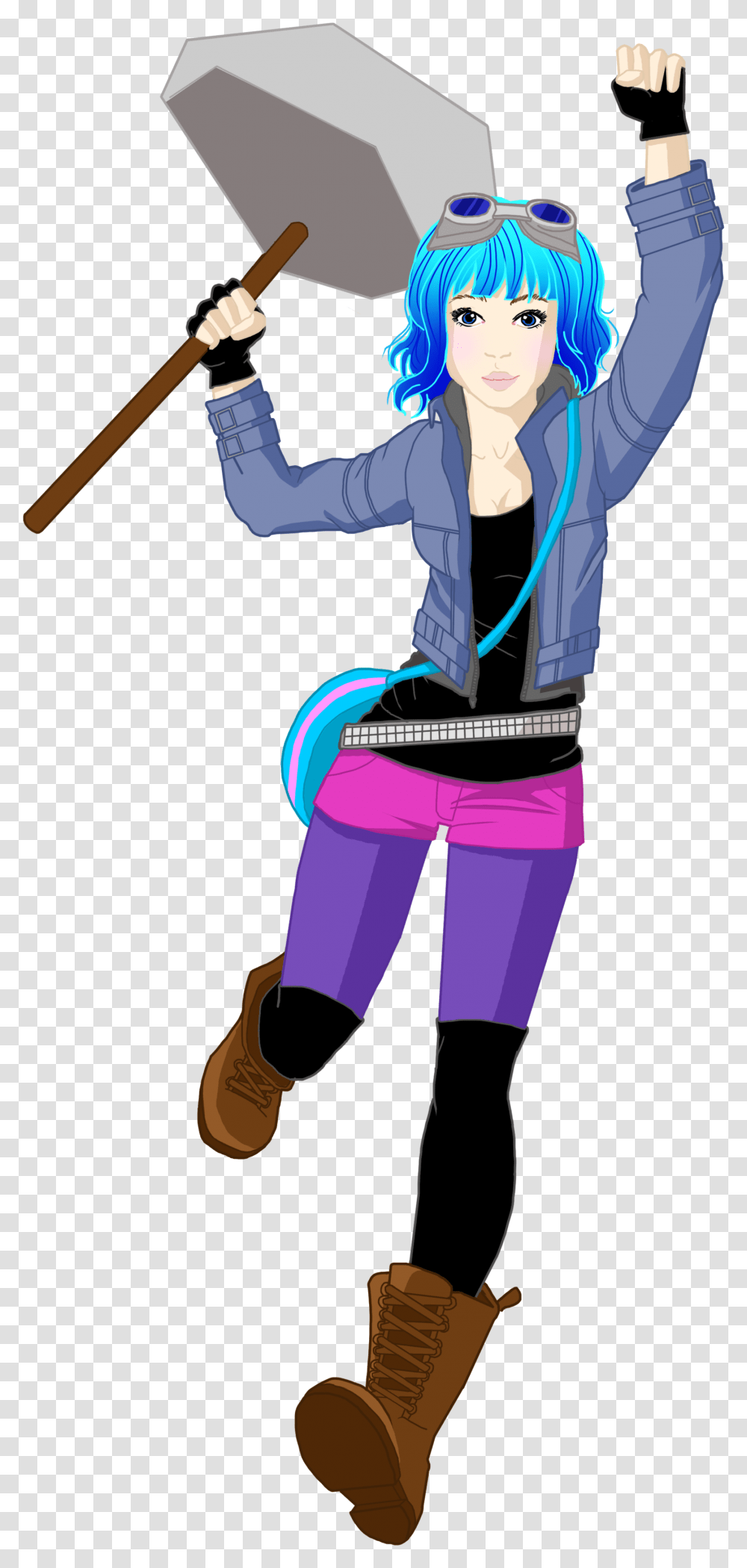 Download Hd Ramona Flowers From Scott Pilgrim Fictional Character, Person, Sleeve, Clothing, Axe Transparent Png