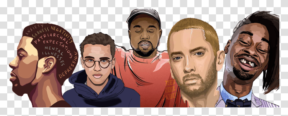 Download Hd Rappers And Mental Health Illustration, Face, Person, Head, Glasses Transparent Png