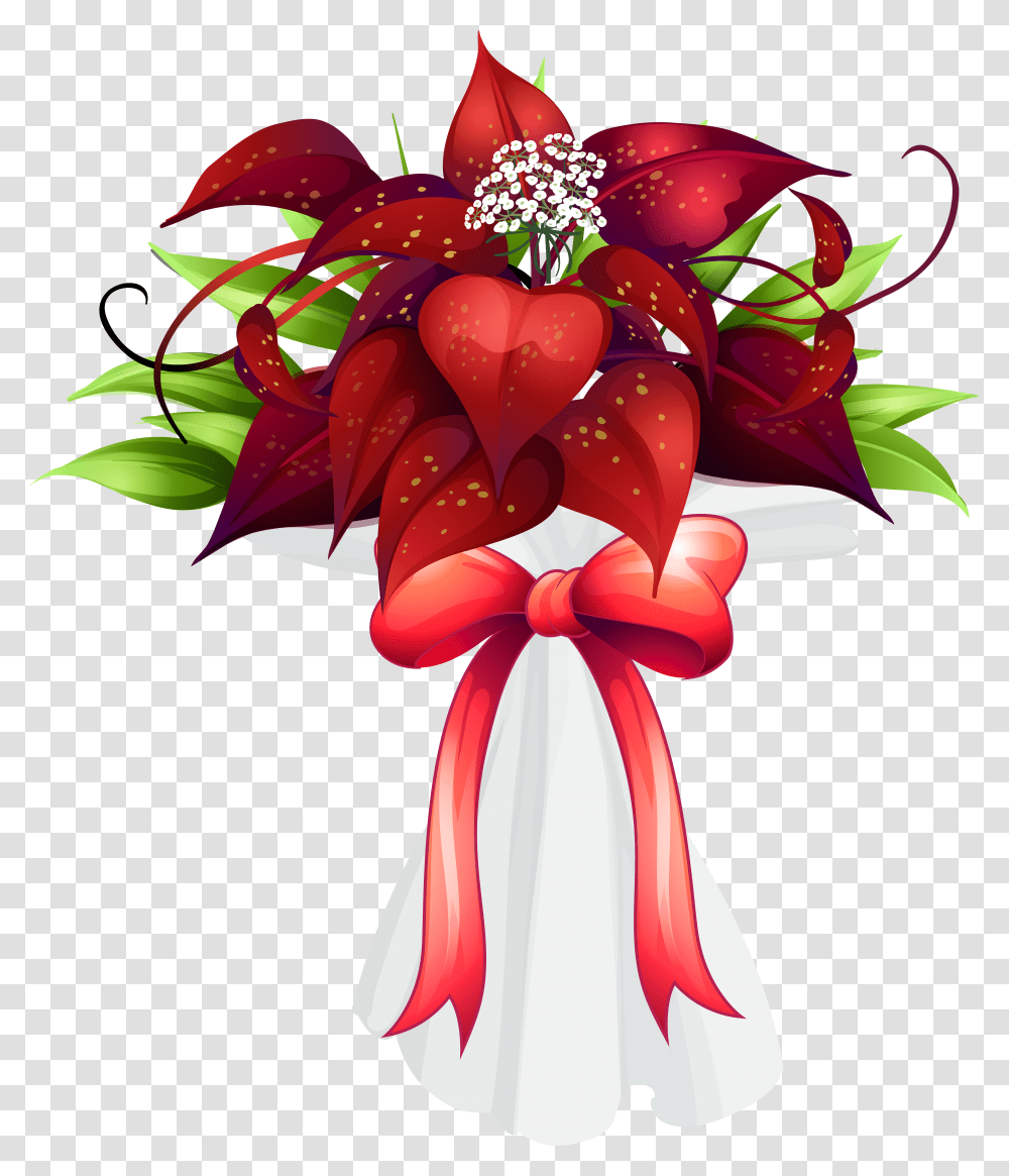 Download Hd Red Flowers Bouquet Clipart Image Birthday Flowers Buke Clipart, Plant, Ornament, Graphics, Floral Design Transparent Png