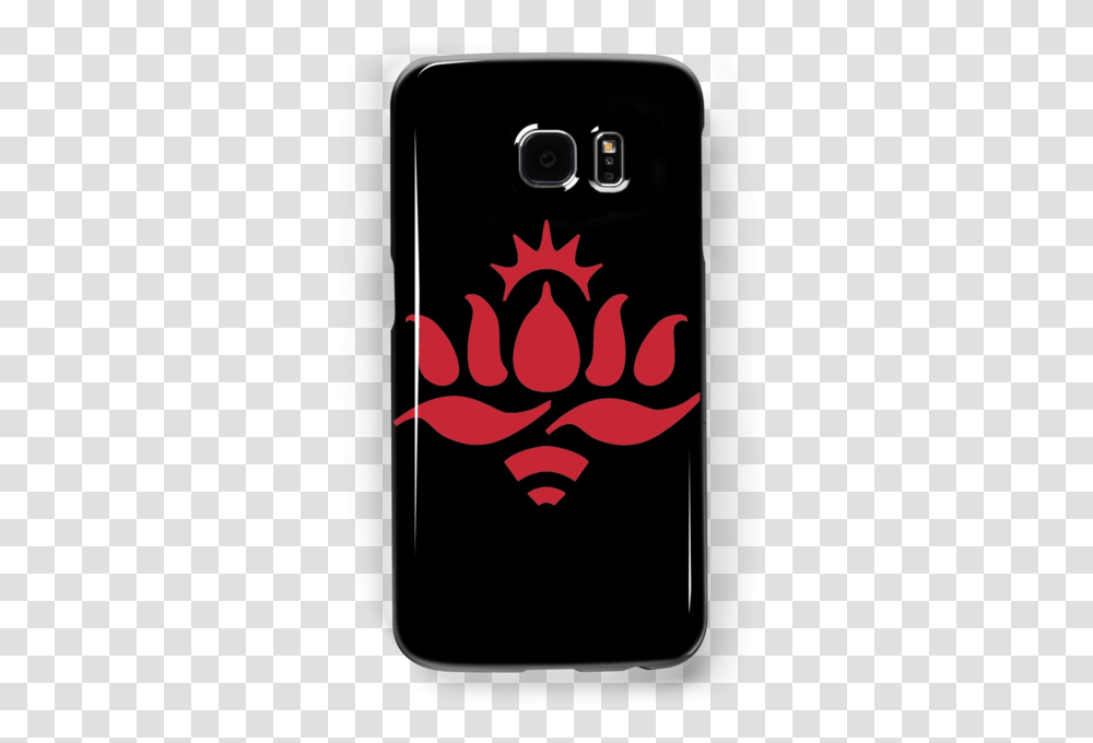 Download Hd Red Lotus Logo Black Background Samsung Smartphone, Mobile Phone, Electronics, Text, Red Wine Transparent Png