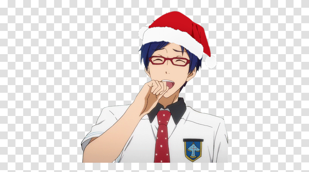 Download Hd Rei Santa Hat Free Anime Pick Up Lines, Tie, Accessories, Clothing, Apparel Transparent Png