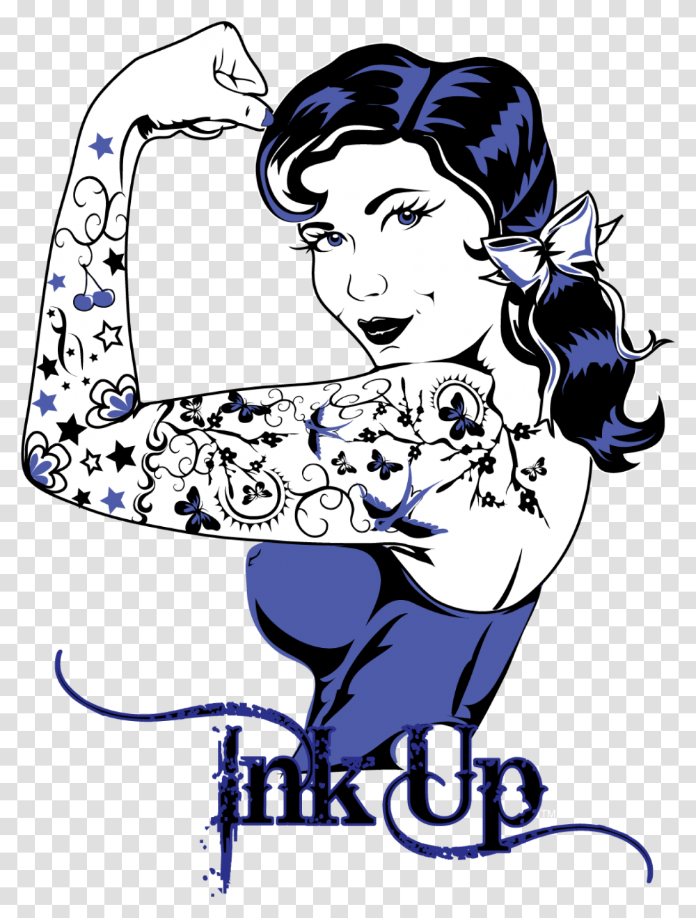 Download Hd Retro Rockabilly Tattoo Pinup Girl Vector People With Tattoos Clipart, Graphics, Animal, Doodle, Drawing Transparent Png