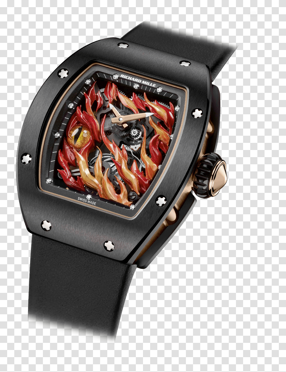 Download Hd Richard Mille Ed Sheeran Richard Mille Red Fire, Wristwatch, Machine, Rotor, Coil Transparent Png