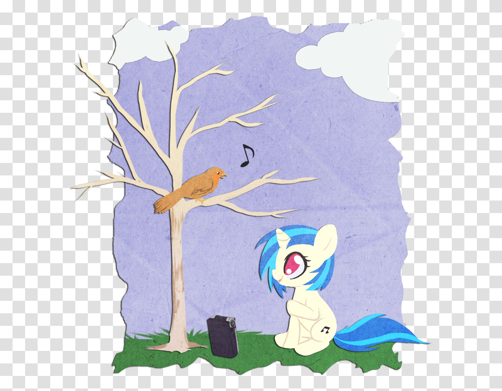 Download Hd Rizcifra Bare Tree Bird Dj Pon 3 Female Cartoon, Pillow, Cushion, Plant, Person Transparent Png