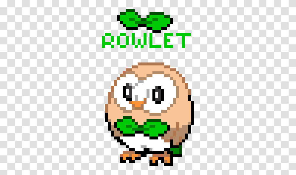 Download Hd Rowlet Pixel Image Nicepngcom Pixel Art Pokemon Rowlet, Rug, Minecraft, Super Mario, Food Transparent Png