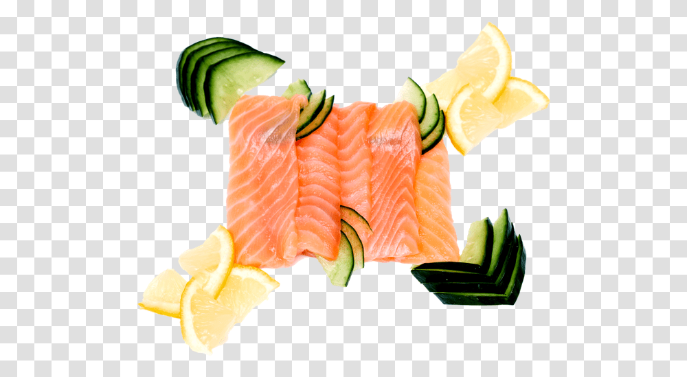 Download Hd S2 Salmon Sashimi Fish Slice, Food, Sushi, Plant, Fruit Transparent Png
