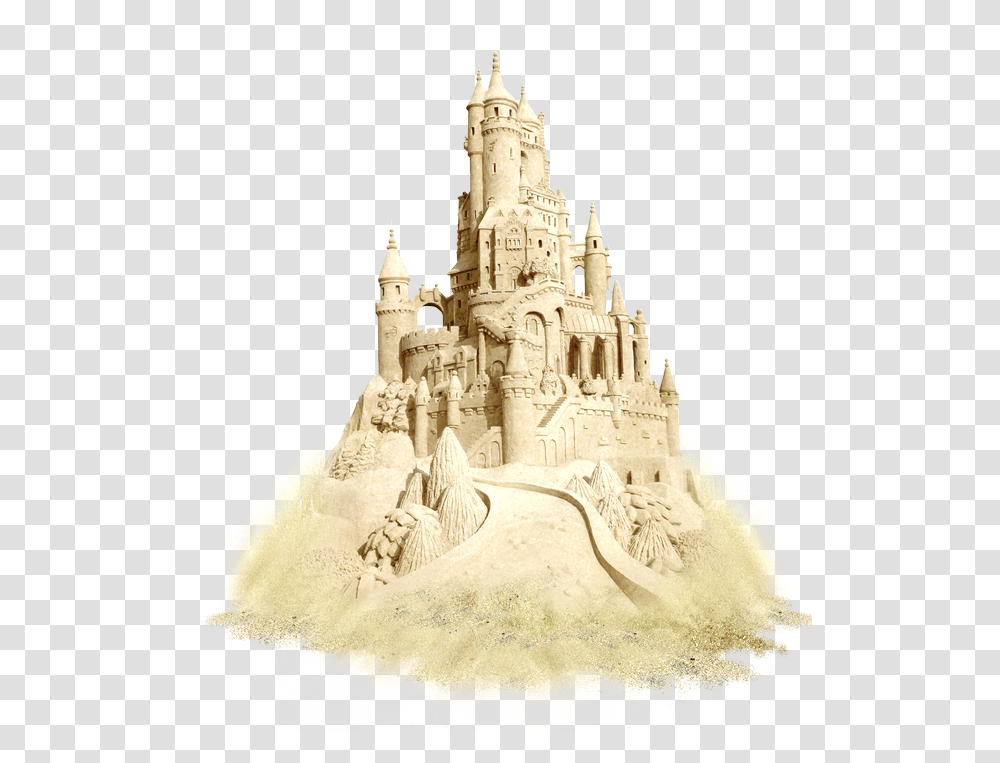 Download Hd Sand Clipart Sculpture Sand Castle No Background, Wedding Cake, Outdoors, Nature, Porcelain Transparent Png