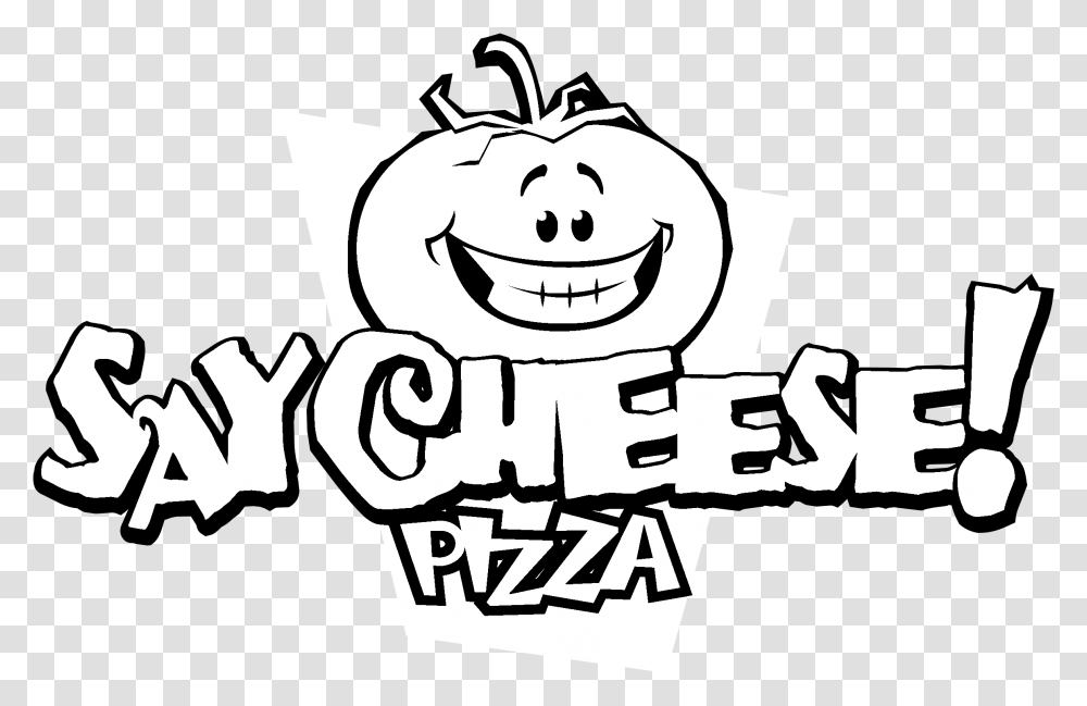 Download Hd Say Cheese Pizza Logo Dot, Text, Stencil, Label, Art Transparent Png