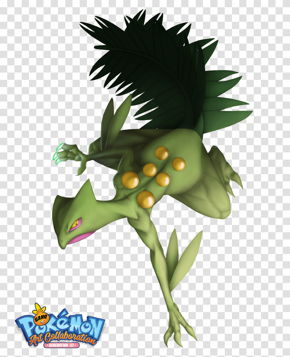 Download Hd Sceptile Using Dragon Claw By 13alrog Pokemon Fictional Character, Plant, Green, Amphibian, Wildlife Transparent Png