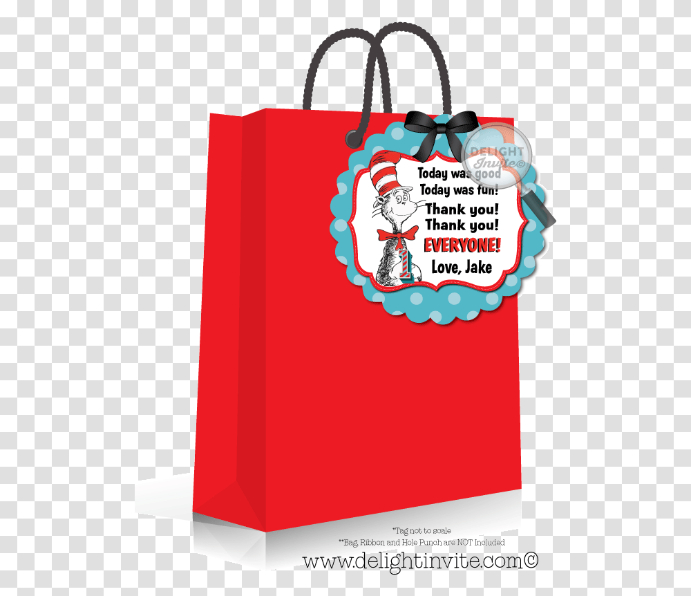 Download Hd Seuss 1st Birthday Favor Seuss, Shopping Bag, Tote Bag Transparent Png