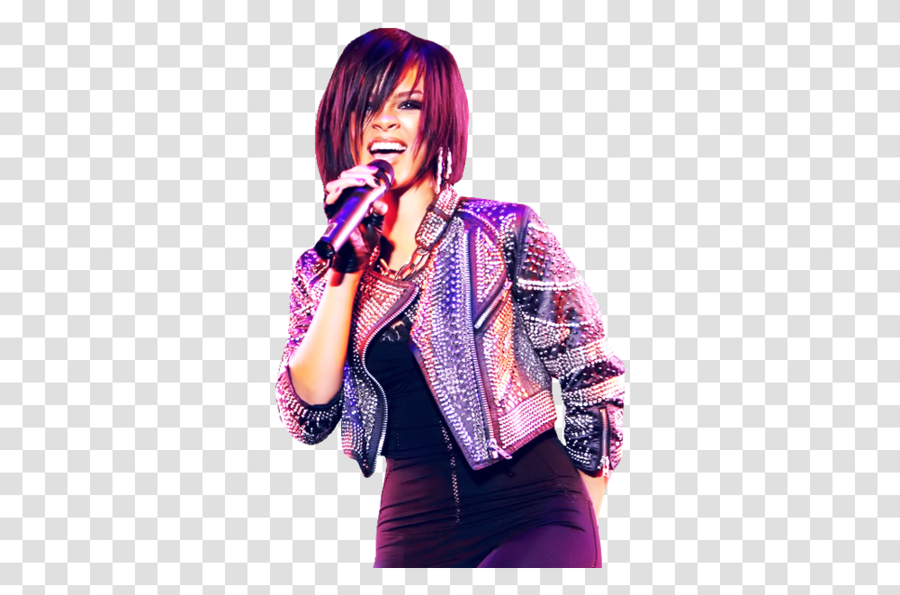 Download Hd Share This Image Imagenes De Rihanna Cantando, Microphone, Person, Clothing, Leisure Activities Transparent Png