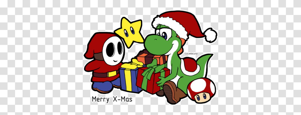 Download Hd Simple X Mas Related Drawing Yoshi And Shy Guy Shy Guy And Yoshi, Super Mario, Elf, Food, Graphics Transparent Png