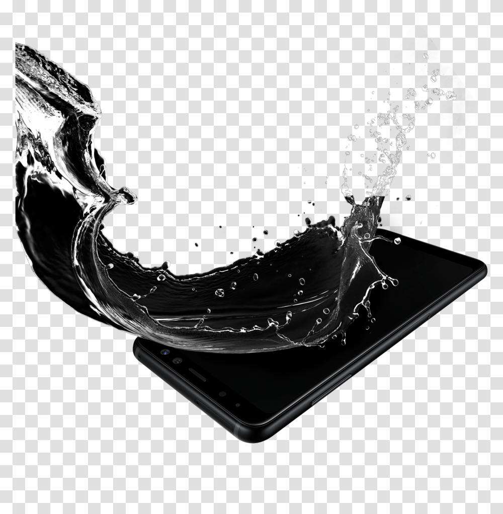 Download Hd Simulated Image Of Water Splashing Samsung Galaxy A8, Metropolis, Building, Glass, Electronics Transparent Png