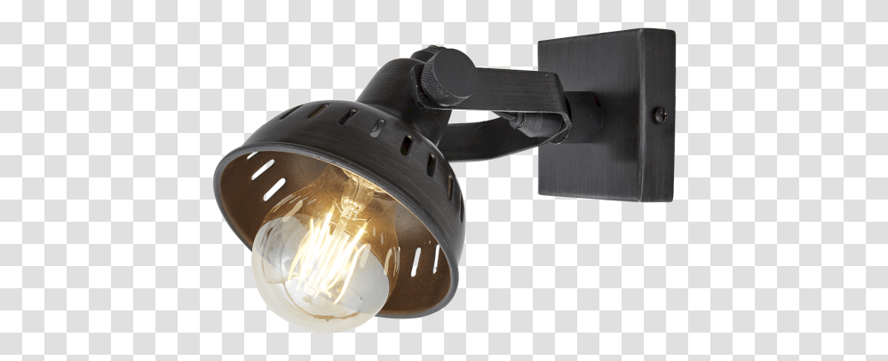 Download Hd Single Retro Spotlight Image Incandescent Light Bulb, Lighting, Helmet, Clothing, Apparel Transparent Png