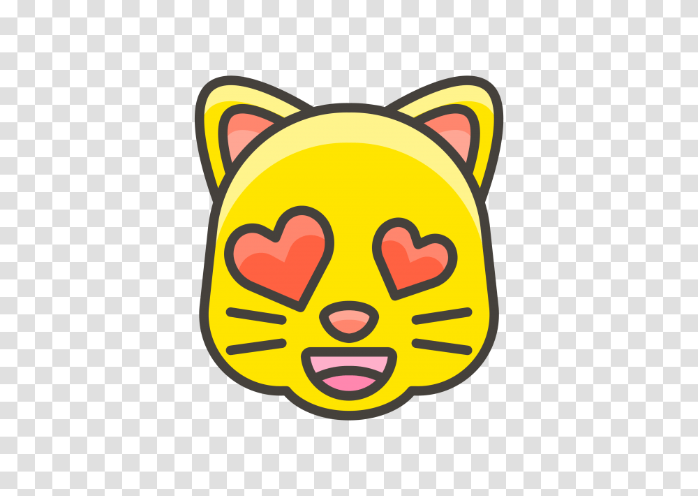 Download Hd Smiling Cat Face With Heart Kitty Cat In Cartoon, Label, Text, Pillow, Cushion Transparent Png