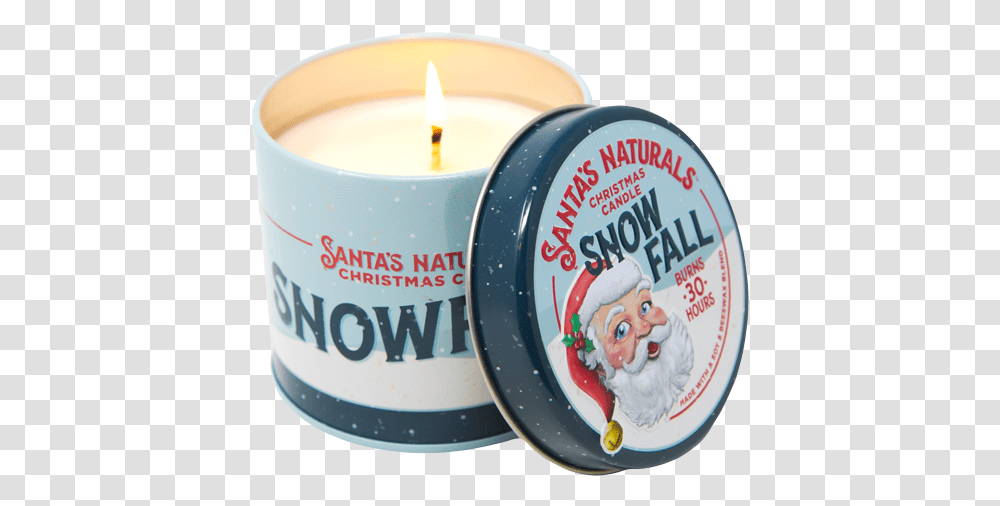 Download Hd Snowfall Christmas Candle Image Candle, Tin, Jar, Food Transparent Png