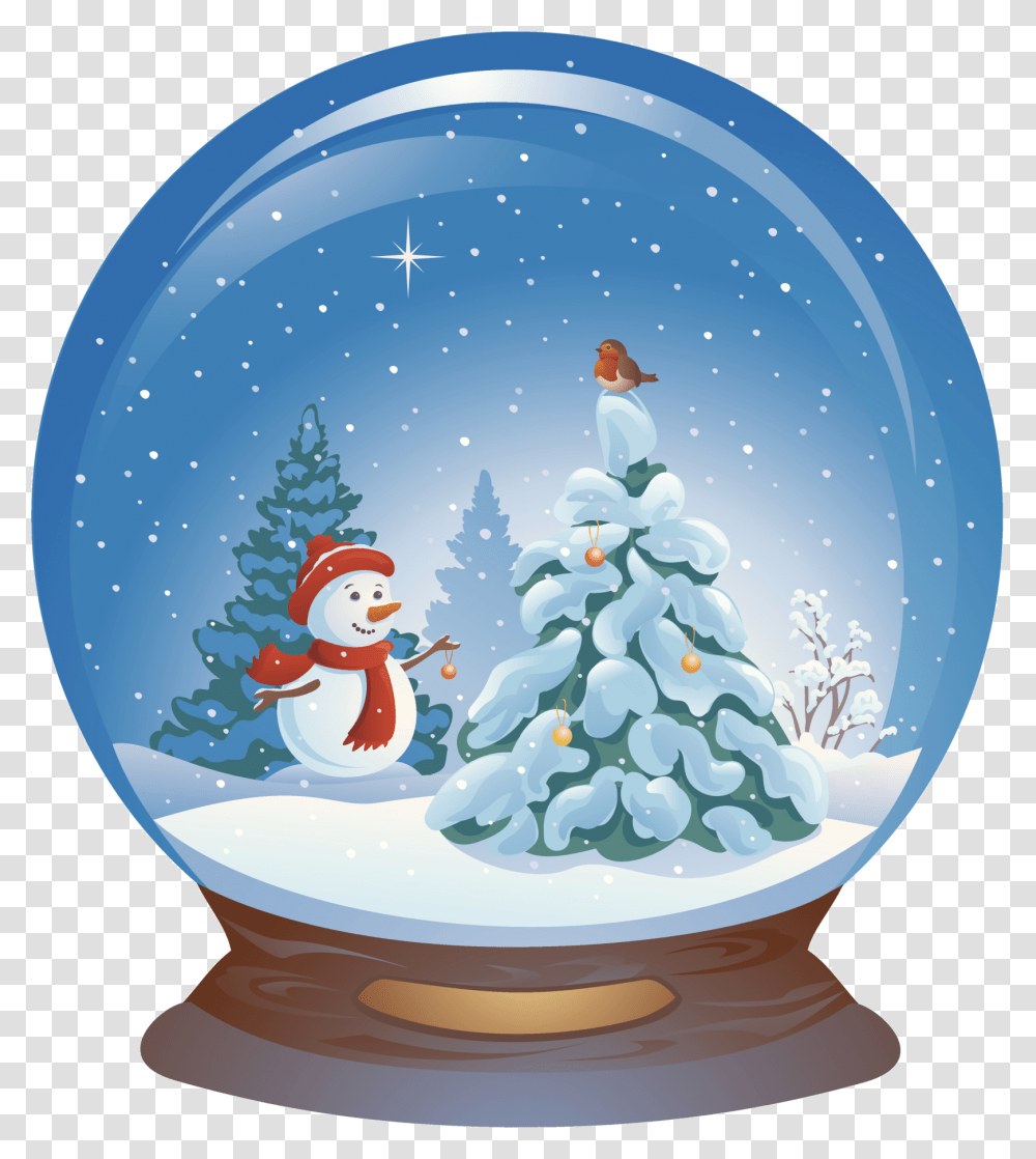 Download Hd Snowman Blue Ball Claus Illustration Crystal Tree, Plant, Ornament, Christmas Tree, Birthday Cake Transparent Png