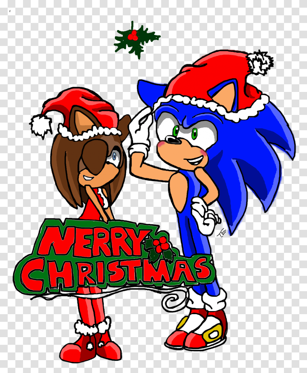 Download Hd Sonic And Amanda Images Under The Mistletoe Anime Mistletoe Christmas, Performer, Crowd, Parade, Poster Transparent Png