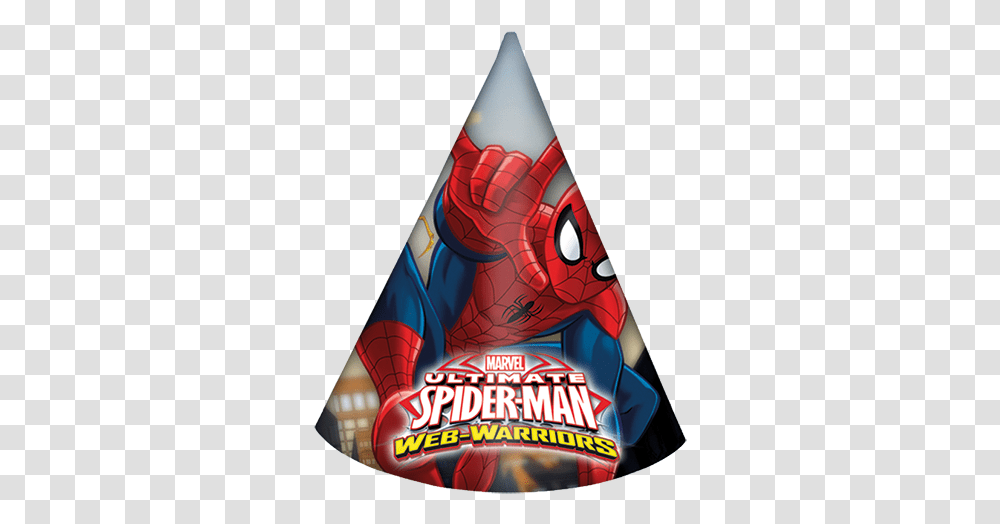 Download Hd Spiderman Birthday Hat Party Hat Spiderman, Clothing, Apparel, Poster, Advertisement Transparent Png