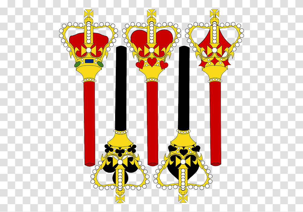 Download Hd Stick Card Style Staff Pole Suits Sceptre Queen Of Hearts Scepter Clipart, Pattern, Emblem, Symbol, Modern Art Transparent Png