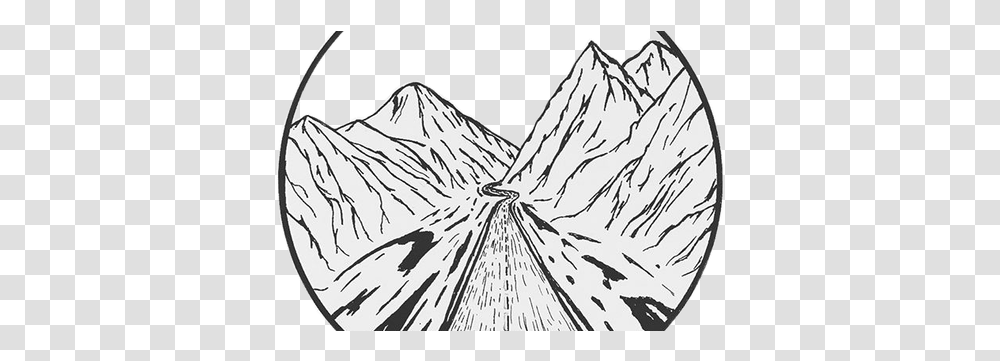 Download Hd Stock Boho Drawing Artsy Grunge Trippy Aesthetic Line Art Drawing, Outdoors, Nature, Snow, Mountain Transparent Png