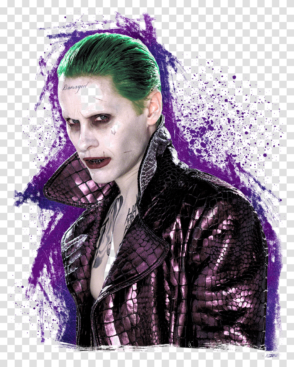 Download Hd Suicide Squad Joker Stare Joker Suicid Squad, Person, Graphics, Art, Crowd Transparent Png