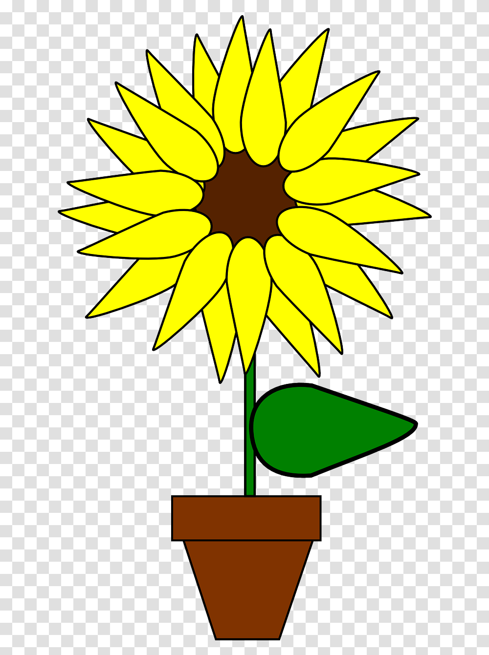 Download Hd Sunflower Clipart Girasol Gambar Bunga Matahari Dalam Pot, Plant, Blossom, Light, Flare Transparent Png