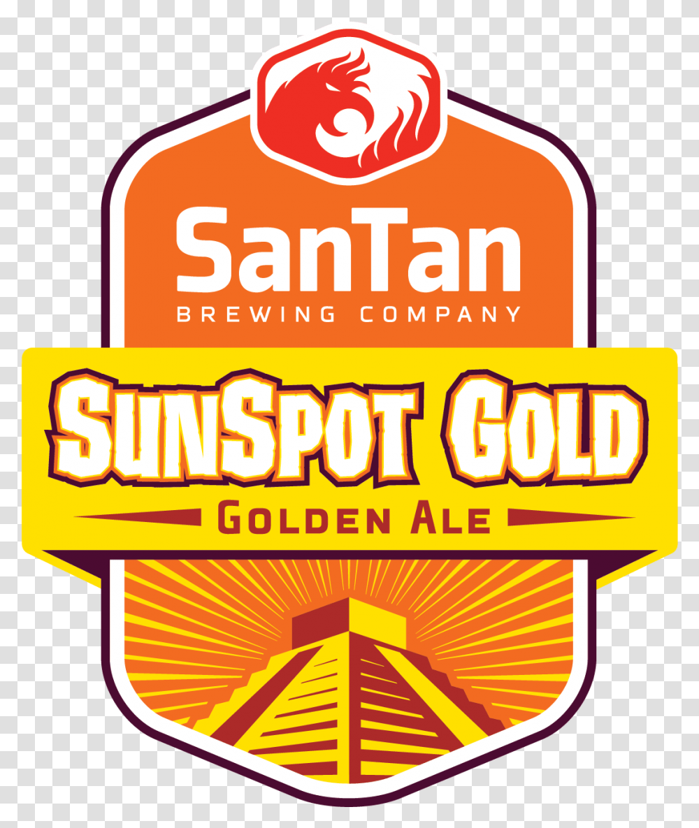 Download Hd Sunspot Gold Shield San Tan Brewery San Tan Brewery, Advertisement, Poster, Logo, Symbol Transparent Png