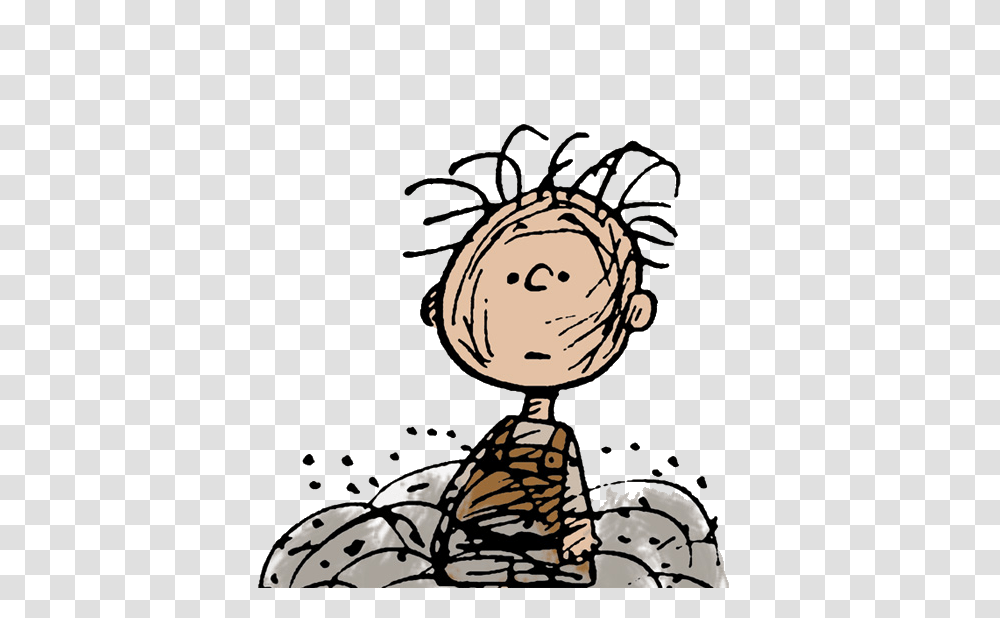 Download Hd Surrounded By A Cloud Of Dust Pigpen Peanuts Pig Pen From Charlie Brown, Art, Person, Graphics, Floral Design Transparent Png