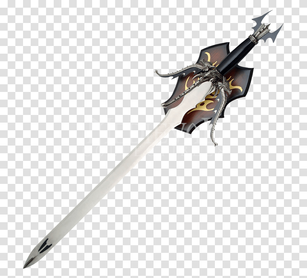 Download Hd Svg Black And White Quadruple Headed Dragon Sword, Weapon, Weaponry, Axe, Tool Transparent Png