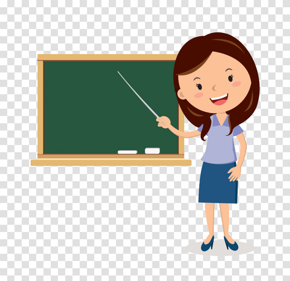 Download Hd Teacher Cartoon Blackboard Teacher Animation Teacher Cartoon, Person, Human, Female, Girl Transparent Png