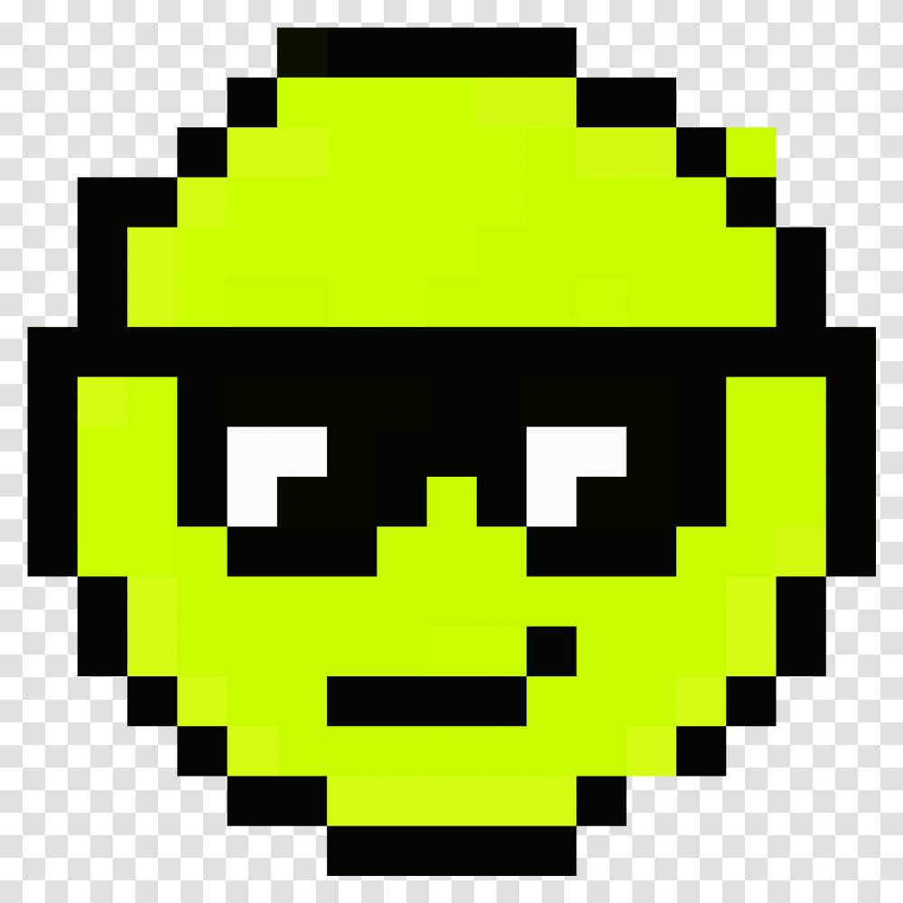 Download Hd The Cool Emoji Happy Emoji Pixel Art Smiley Face Pixel Art, First Aid, Pac Man Transparent Png