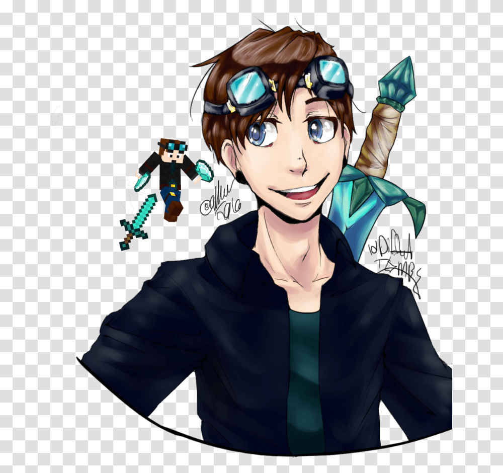 Download Hd The Diamond Minecart L'd4clo Youtuber Diamond Dantdm Cartoon, Person, Manga, Comics, Book Transparent Png