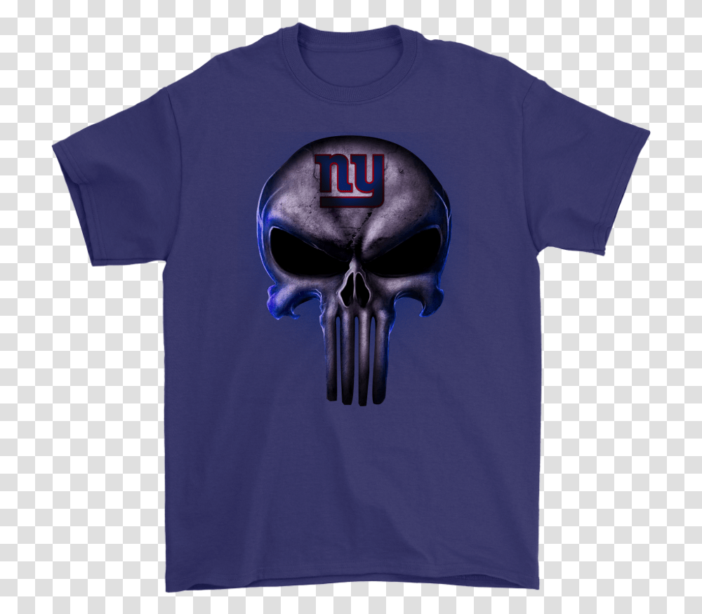 Download Hd The Punisher Skull New York Giants Football Nfl Short Sleeve, Clothing, Apparel, T-Shirt, Sunglasses Transparent Png